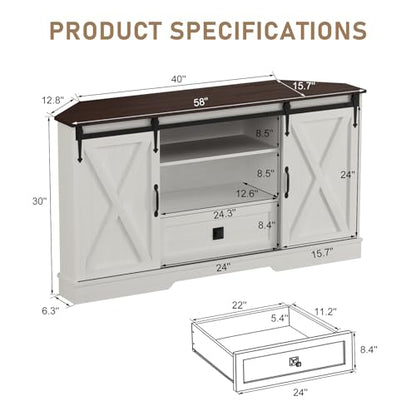 Corner TV Stand for 65 Inch TV, with Sliding Barn Door, view 3