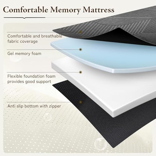 Tri Folding Mattress Queen Size - Memory Foam Tri-fold Handle & Non-Slip Bottom, Portable Foldable Sofa Bed Floor Chair for Travel RV Camping Guest Yoga - 6 Inch, 78"x58"x6"