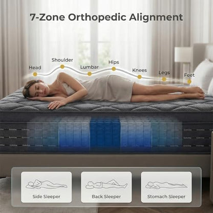 Queen Size Mattress 12 Inch, Medium Firm Boxed Hybrid Mattress, view 6