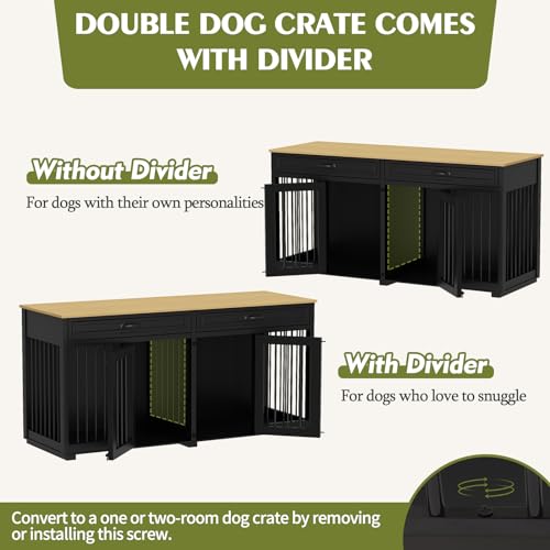 64.6" Large Double Dog Crate Furniture, view 4