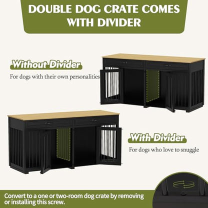 64.6" Large Double Dog Crate Furniture, view 4