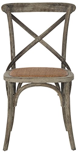 SAFAVIEH Furniture - Franklin X-Back Side Chair Set of 2 - 18.1" Seat Height - Weathered Grey - Rattan - Farmhouse X-Back Design - Ideal for Dining Room, Kitchen - Fully Assembled (AMH9500D-SET2)