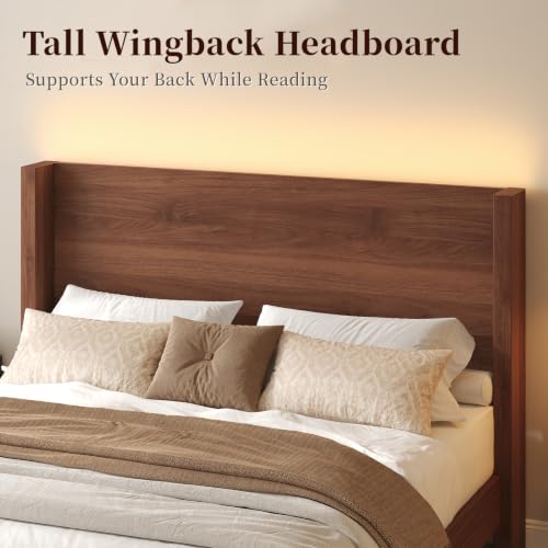 Queen Size Bed Frame with Headboard and LED Lights, view 5