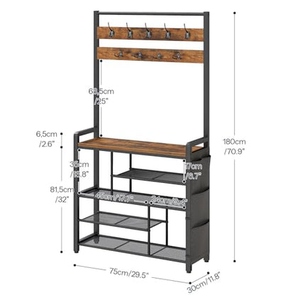 Hall Tree with Bench, Shoe Rack with Coat Rack, Coat Rack with Shoe Storage, view 4