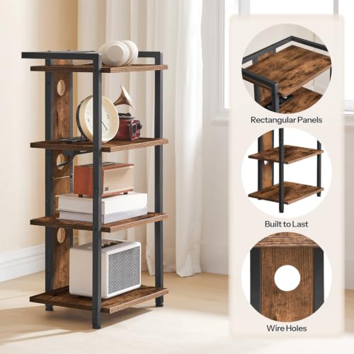 4-Tier AV Media Stand, Media Console with Charging Station and LED Light, view 6