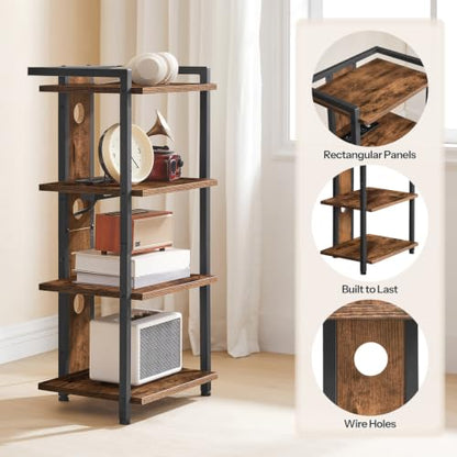 4-Tier AV Media Stand, Media Console with Charging Station and LED Light, view 6