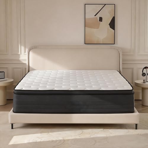 14 Inch Queen Size Hybrid Mattress - Cooling Gel Memory Foam Mattresses in a Box for Back Pain Relief | Breathable & Soft Sleep | Independent Pocket Spring with Strong Edge Support | CertiPUR-US