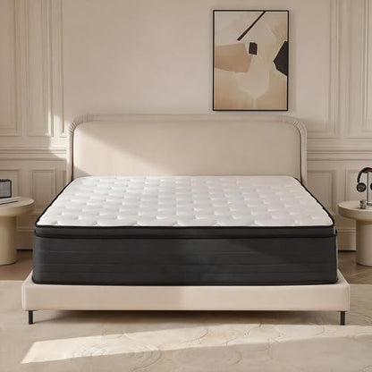 14 Inch Queen Size Hybrid Mattress - Cooling Gel Memory Foam Mattresses in a Box for Back Pain Relief | Breathable & Soft Sleep | Independent Pocket Spring with Strong Edge Support | CertiPUR-US