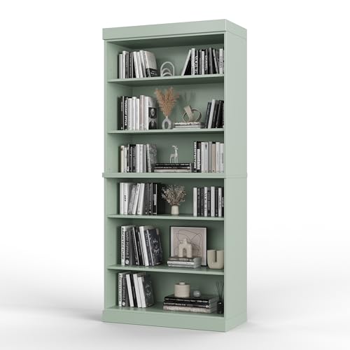 Solid Wood Bookcase, Stackable Modular 6-Tier Bookshelf, 71.5" Tall x 32" Wide, view 4