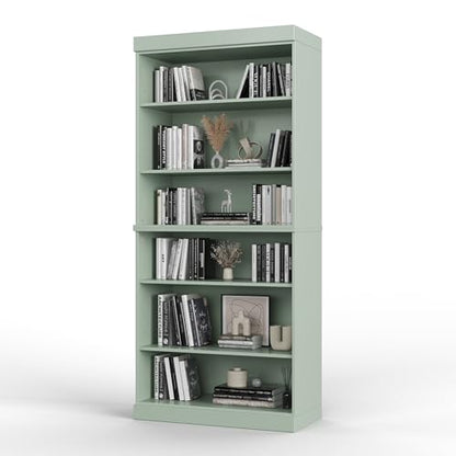 Solid Wood Bookcase, Stackable Modular 6-Tier Bookshelf, 71.5" Tall x 32" Wide, view 4