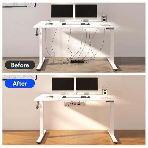 FLEXISPOT EN2 55"x28" Whole-Piece Standing Desk with Power Strip, White, view 7