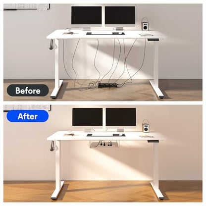 FLEXISPOT EN2 55"x28" Whole-Piece Standing Desk with Power Strip, White, view 7