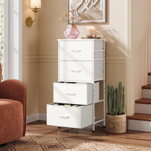 Small Dresser Nightstand for Bedroom, 4 Drawers, White, view 5
