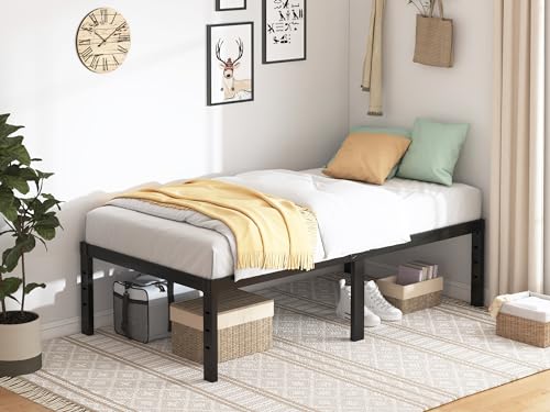 Sturdy Twin Bed Frame in White Wood, view 2