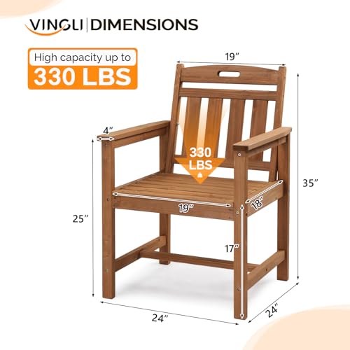 Outdoor Dining Chairs, Solid Wood Patio Chairs Outdoor Chair for Garden, Balcony, Yard, Porch (Brown, 1 PCS)