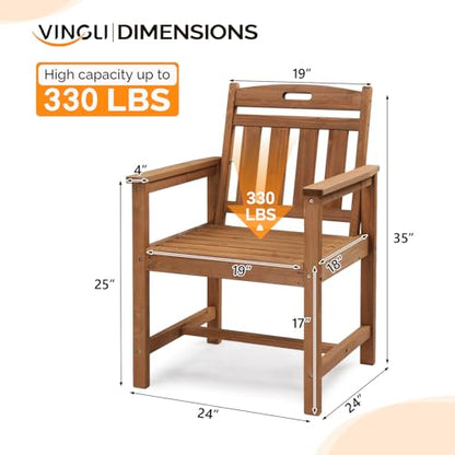 Outdoor Dining Chairs, Solid Wood Patio Chairs Outdoor Chair for Garden, Balcony, Yard, Porch (Brown, 1 PCS)