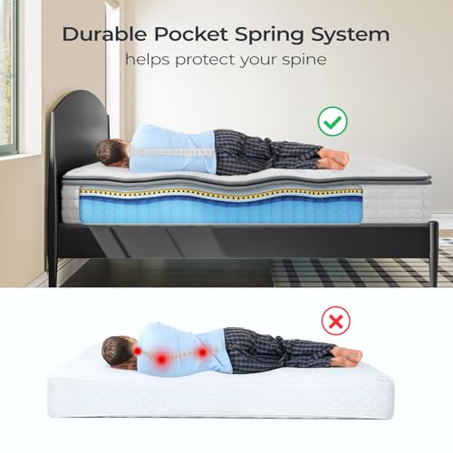 10 Inch Twin Mattress, Hybrid Mattress in a Box, White, view 5