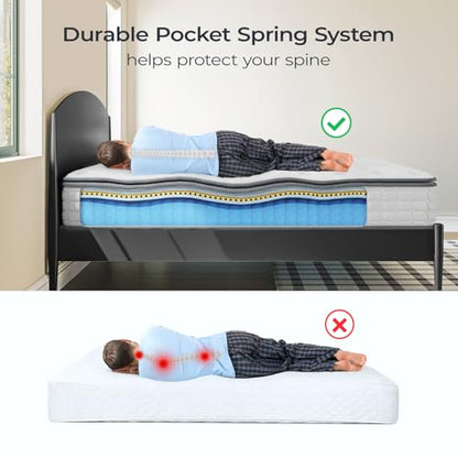 10 Inch Twin Mattress, Hybrid Mattress in a Box, White, view 5