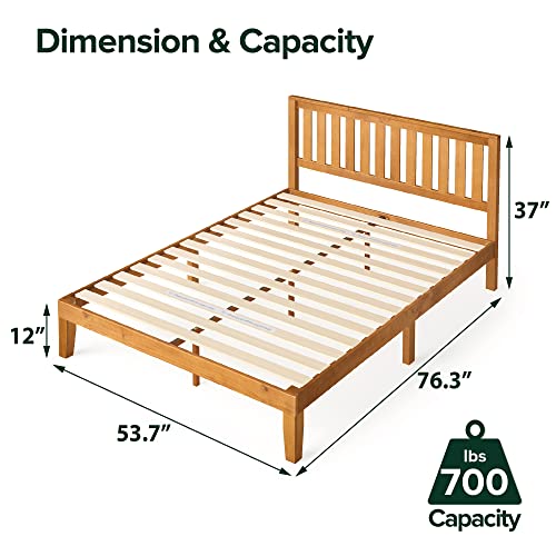 Solid Wood Platform Bed with Headboard, view 3