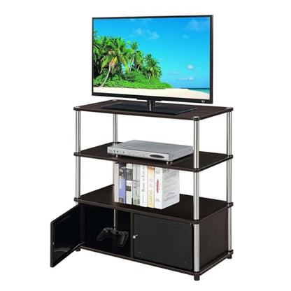 Designs2Go Highboy TV Stand with Storage Cabinets and Shelves for TVs up to 40 Inches, Espresso