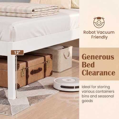Queen Size Bed Frame, Farmhouse Wooden Platform Bed with Headboard, view 7