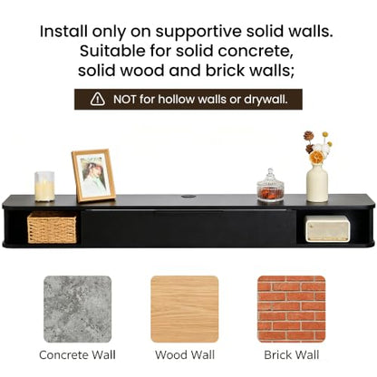 Floating TV Stand, 55" Wall Mounted TV Cabinet, view 4