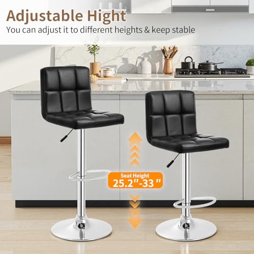 | Bar Stools with Backrest | Black, Set of 2 | PU Leather, view 5