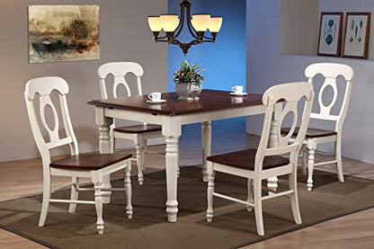 Andrews Dining Set, Medium, Two Size, Distressed Antique White With Chestnut Seat