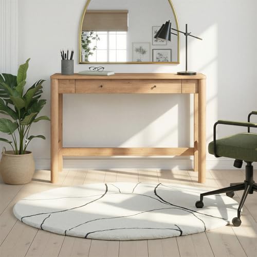 Penelope Modern Writing Desk with Drawer Storage, 44 Inch, English Oak, view 6
