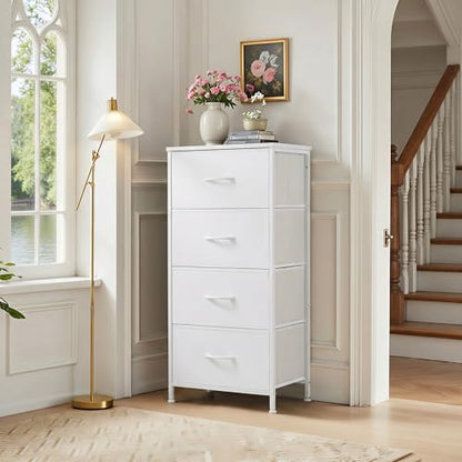 4 Drawers Dresser for Bedroom Fabric Storage Tower with Wooden Top, view 3