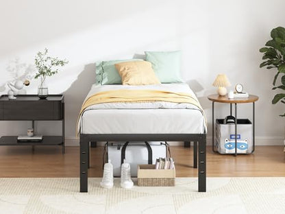 Sturdy Twin Bed Frame in White Wood, view 4