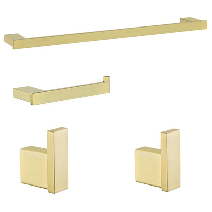 Brushed Gold Towel Bar Set 4 Piece Bathroom Hardware Set Include 18 Inch Towel Bar Toilet Paper Holder and 2 Towel Hooks Stainless Steel Bathroom Decor Wall Mount Bath Accessories Kit.