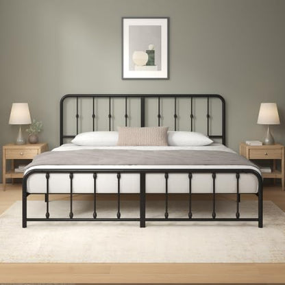Leonardo Metal Platform Bed Frame, Victorian Spindle Headboard, King, view 2