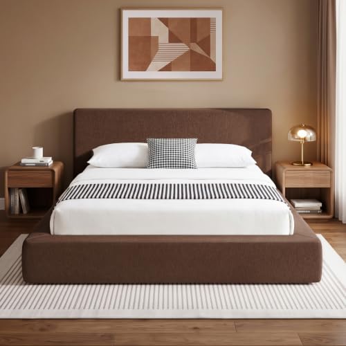 Queen Bed Frame w/ Classic Headboard, Cloud Upholstered Platform Bed Frame, view 2