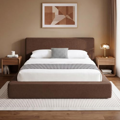 Queen Bed Frame w/ Classic Headboard, Cloud Upholstered Platform Bed Frame, view 2