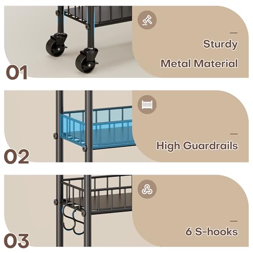 Slim Rolling Storage Cart with Wheels, view 7
