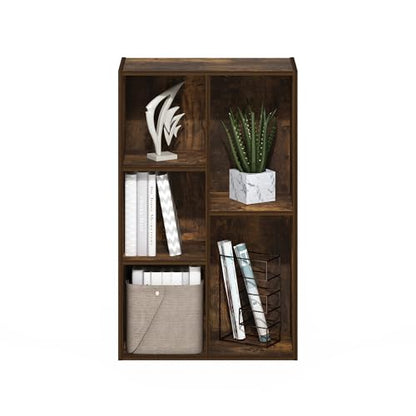 LUDER Book Shelf, 5-Cube Bookshelf, Reversible Bookcase, 9.4 x 19.5 x 31.5, Easy Assembly, for Living Room, Bedroom, Home Office, Amber Pine