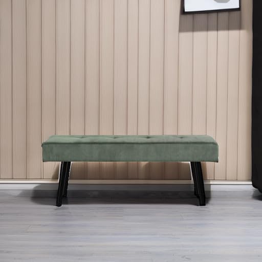 Entryway Bench - Green Bench for Bedroom, Modern Ottoman End of Bed, Corduroy Padded Benches for Living Room, Foyer, Mudroom, Hallway - 39" L x 14" W x 17" H | Corduroy Padded Benches for Living Room, Foyer, Mudroom, Hallway - 39" L x 14" W x 17" H