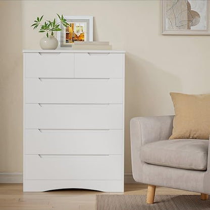 Tall 6 Drawer Dresser, White Bedroom Chest of Drawers Cabinet, view 5