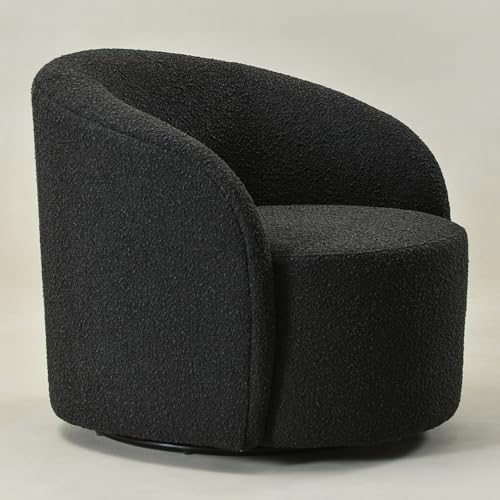 Black Sherpa Accent Chair and Round Footrest Set, view 6