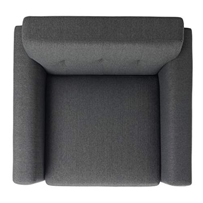 Safavieh Couture Home Opal Mid-Century Slate Grey Linen Tufted Arm Chair