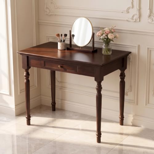 35" Solid Wood Writing Desk with Drawers, view 2