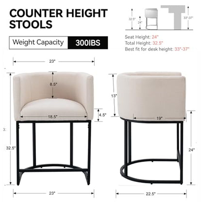 Contemporary Cream Linen Bar Stools Set of 3, view 3