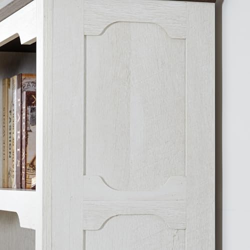 70”Tall White Bookcase Bookshelf, 5-Tier Farmhouse Bookcase Shelves, view 6