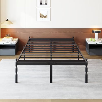 Heavy Duty Full Size Bed Frame, 18" Black Metal with Storage, view 3