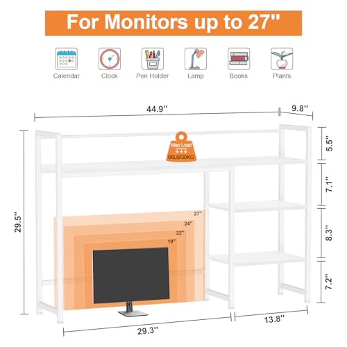 Desk Shelf, 44.9" Large Desktop Organizer Shelf, Desk Hutch for Monitor, view 4