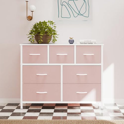 7 Drawer Fabric Dresser, Storage Tower for Bedroom and Closet, view 3