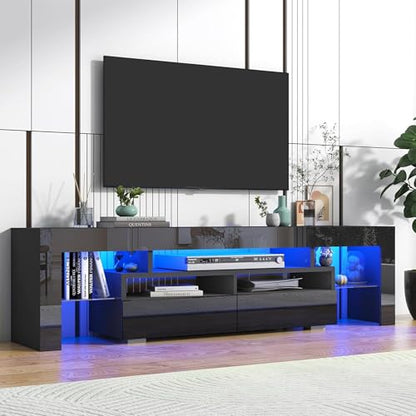 70in LED TV Stand for 75/80/85 inch TV, Modern Black TV Stands for Living Room, view 3