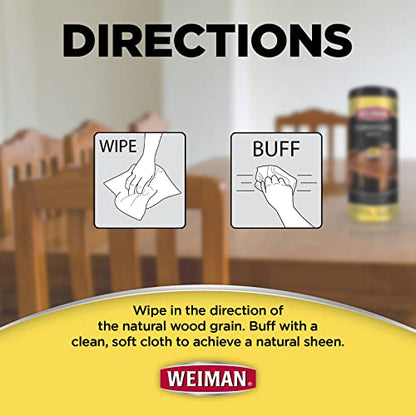 Wood Polish and Cleaning Wipes, For Furniture Cleaner, Protect from Watermarks, Stains & Aging, No Build-Up, UVX-15 Prevent Drying, Fading & Discoloration, 2 Pack with Microfiber Cloth