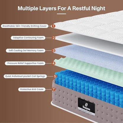 Twin XL Mattress, 8 Inch Hybrid XL Twin Bed Mattress in a Box, Medium Firm, view 3